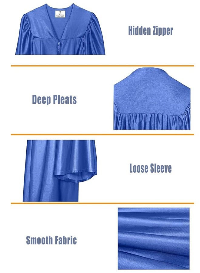 GradPlaza Shiny Preschool Graduation Cap and Gown for Kids 2025 and 2026 Tassel kindergarten graduation cap and gown Royal Blue - Image 4