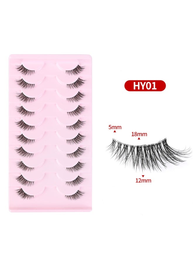 3D Natural Wispy Half Lashes - Invisible Clear Band for A Comfortable Look | 10 Pairs Multipack - Image 1