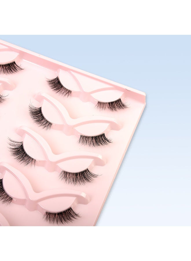 3D Natural Wispy Half Lashes - Invisible Clear Band for A Comfortable Look | 10 Pairs Multipack - Image 4