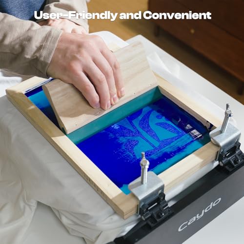 Caydo Screen Printer, 1 Color 1 Station Silk Screen Printing Press, Unique Hinge Design Wood Screen Printing Table for T-Shirt DIY Printing and Screen Printing Beginners(Screen Frame Not Included) - Image 5