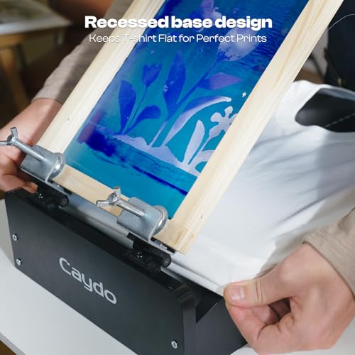 Caydo Screen Printer, 1 Color 1 Station Silk Screen Printing Press, Unique Hinge Design Wood Screen Printing Table for T-Shirt DIY Printing and Screen Printing Beginners(Screen Frame Not Included) - Image 4