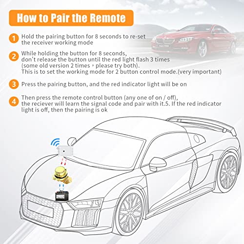 EKYLIN DC 12V Remote Battery Disconnect Switch Latching Relay Anti-Theft Car Auto On Off Solenoid Valve Terminal Master Kill Switch System - Image 5