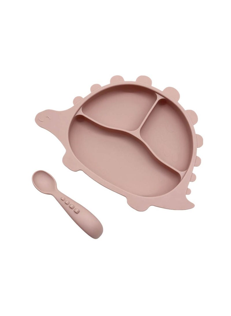 Lion Llama BPA-Free Silicone Baby Feeding Set | Suction Divided Plate & Spoon – 2 Piece Toddler Mealtime Set - Image 1