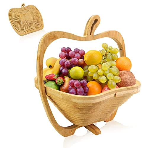 MYOSOTIS Foldable Fruit Basket Gift Snack Box Apple shape fruit bowl holder and Dried fruit basket For Halloween Holiday Party Christmas Decoration (Apple02) - Image 1