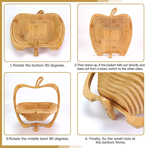 MYOSOTIS Foldable Fruit Basket Gift Snack Box Apple shape fruit bowl holder and Dried fruit basket For Halloween Holiday Party Christmas Decoration (Apple02) - Image 5