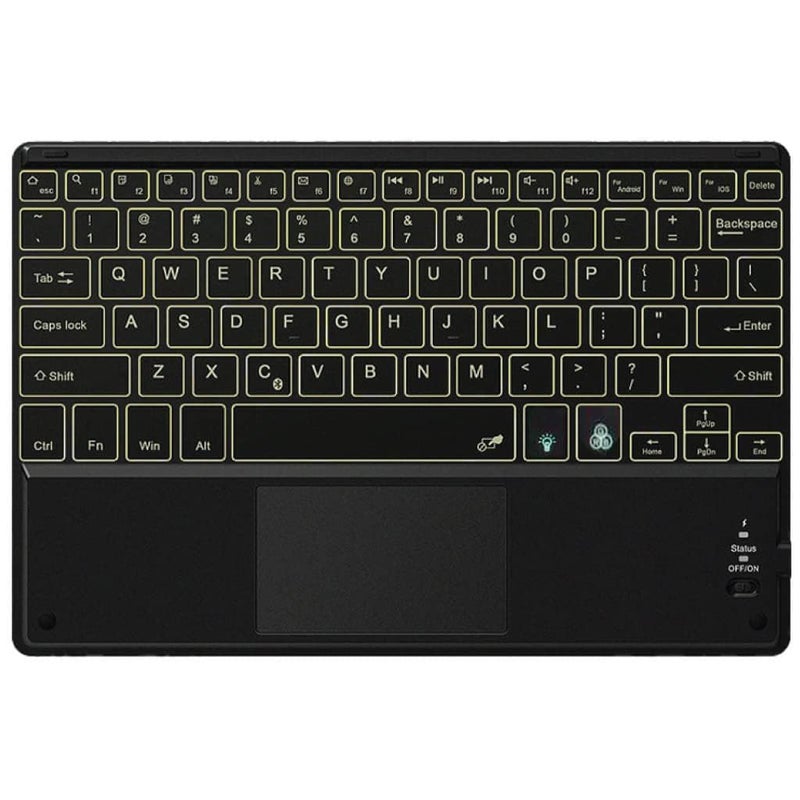 Hom 3 Fold 7-Colour Backlight Detachable Wireless Bluetooth Keyboard with Trackpad/Touchpad Tablet Cover Case for Xiaomi Mi Pad 5 11" Inch Tablet - Black - Image 3