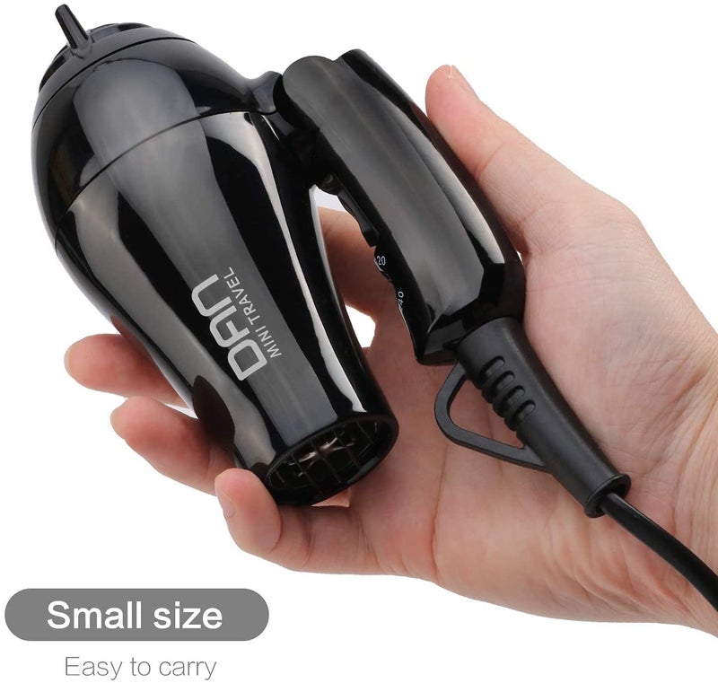 Dan Technology Compact Hair Dryer,Travel Hair Dryer,Portable Mini BlowDryer with Concentrator&Diffuser,HairDryer with European Plug - Image 2