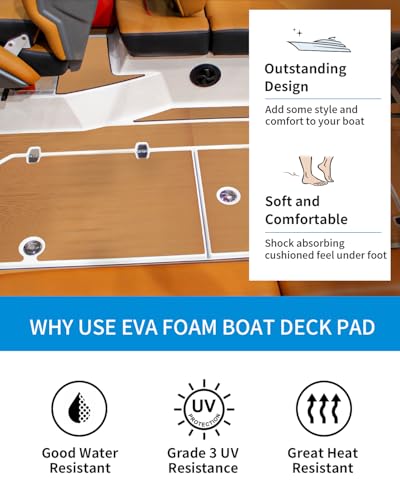 OCEANBROAD Brushed Boat Flooring 48''x16'' Self-Adhesive EVA Foam Sheet Non-Slip Traction Pad for Boats Surfboard SUP Paddle Board Kayak Yacht, Camel Brown - Image 4