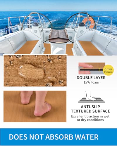 OCEANBROAD Brushed Boat Flooring 48''x16'' Self-Adhesive EVA Foam Sheet Non-Slip Traction Pad for Boats Surfboard SUP Paddle Board Kayak Yacht, Camel Brown - Image 3