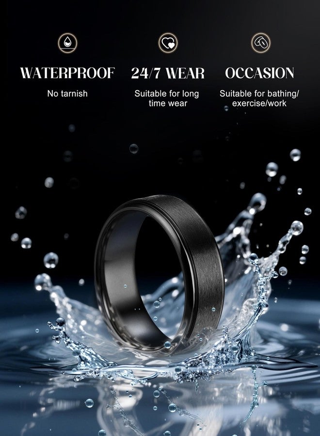 Jstyle Stainless Steel Rings for Men Women 8MM Wedding Band Rings Matte Surface - Beveled Polished Edge Mens Ring Comfort Fit Size 6-14, Metal, No Gemstone - Image 3