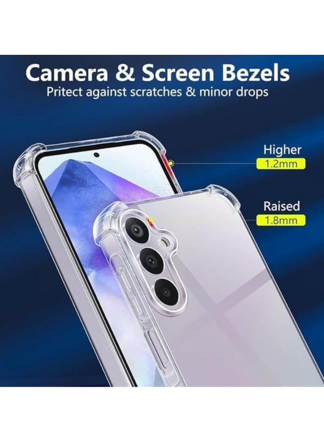 حافظة شفافة لهاتف سامسونج جالاكسي A55 5G، حافظة خلفية ناعمة من مطاط السيليكون الشفاف، حافظة واقية ماصة للصدمات، زاوية معززة لهاتف سامسونج جالاكسي A55 5G شفاف (شفاف) - Image 2