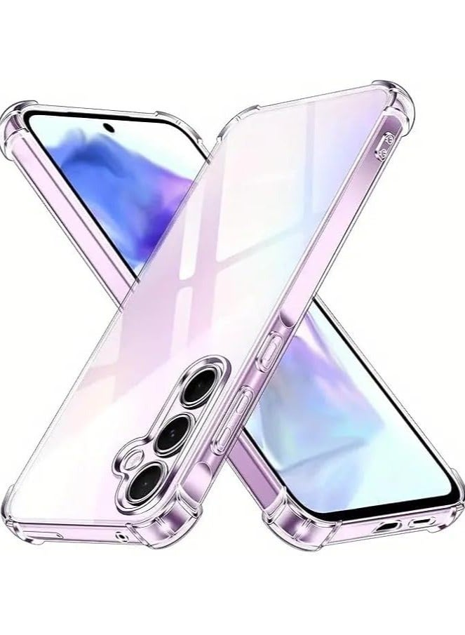 حافظة شفافة لهاتف سامسونج جالاكسي A55 5G، حافظة خلفية ناعمة من مطاط السيليكون الشفاف، حافظة واقية ماصة للصدمات، زاوية معززة لهاتف سامسونج جالاكسي A55 5G شفاف (شفاف) - Image 1