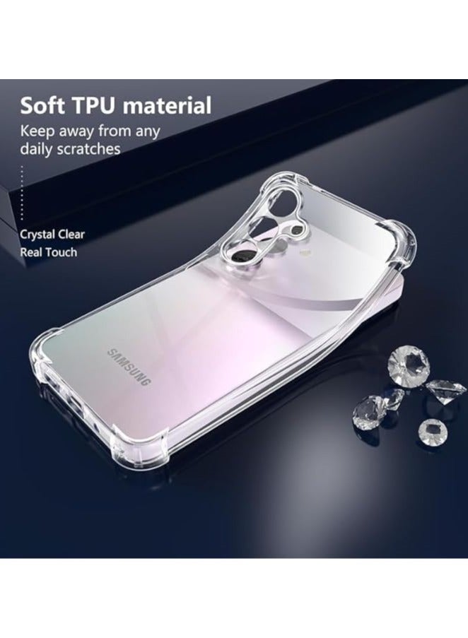 حافظة شفافة لهاتف سامسونج جالاكسي A55 5G، حافظة خلفية ناعمة من مطاط السيليكون الشفاف، حافظة واقية ماصة للصدمات، زاوية معززة لهاتف سامسونج جالاكسي A55 5G شفاف (شفاف) - Image 3