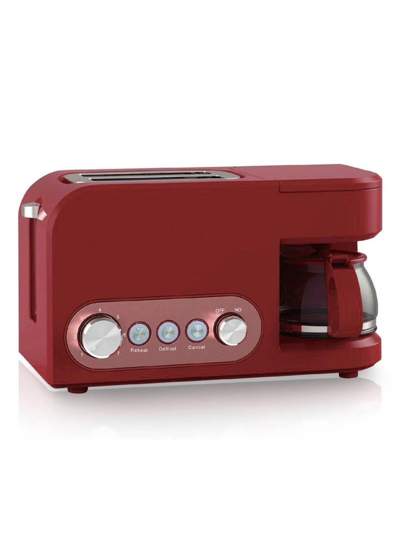 2 in 1 Breakfast Maker – Toaster with Reheat, Defrost, Cancel Functions & Built-in Coffee Maker | Compact All-in-One Toaster and Coffee Machine for Quick, Easy Breakfast at Home or Office  - Image 2