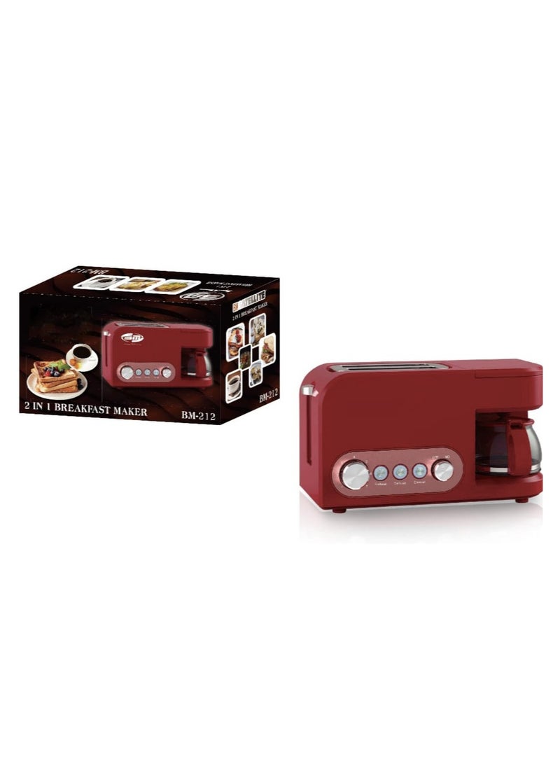 2 in 1 Breakfast Maker – Toaster with Reheat, Defrost, Cancel Functions & Built-in Coffee Maker | Compact All-in-One Toaster and Coffee Machine for Quick, Easy Breakfast at Home or Office  - Image 3