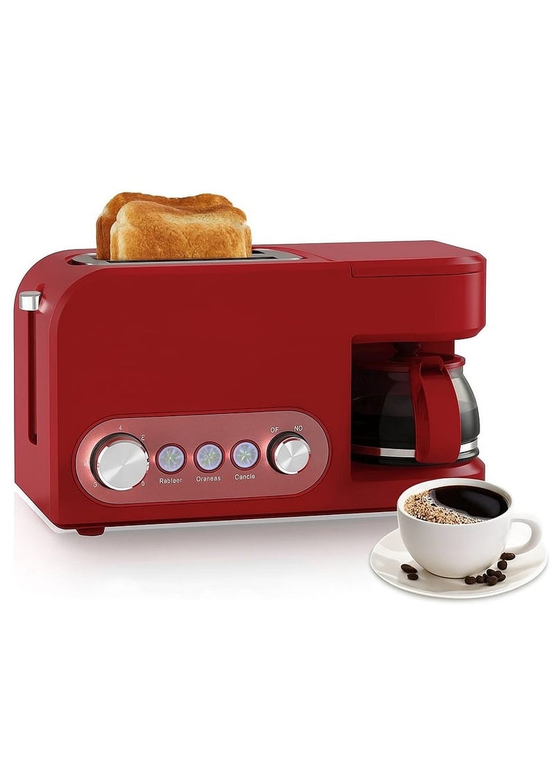 2 in 1 Breakfast Maker – Toaster with Reheat, Defrost, Cancel Functions & Built-in Coffee Maker | Compact All-in-One Toaster and Coffee Machine for Quick, Easy Breakfast at Home or Office  - Image 1