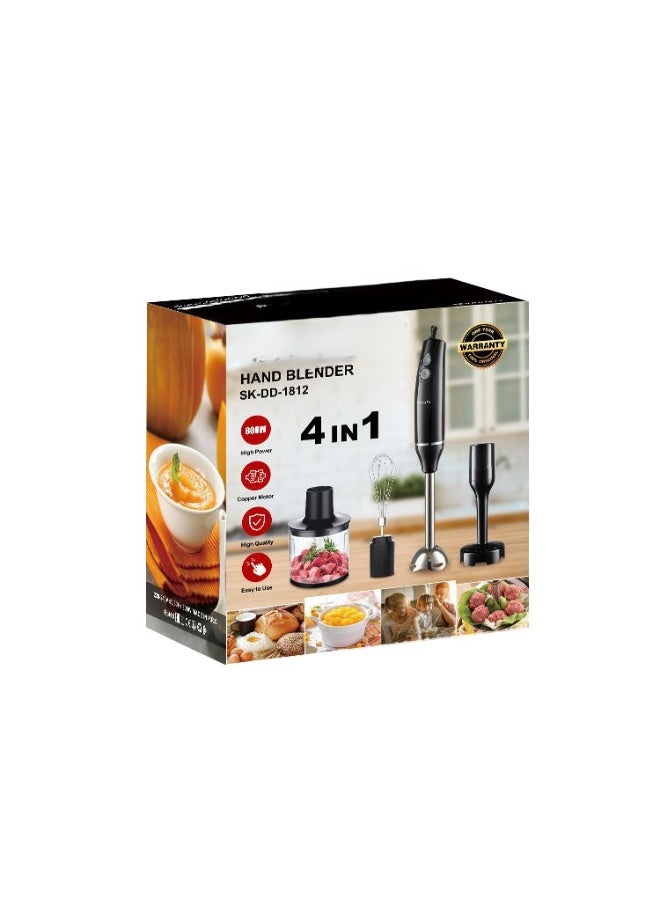 DKH 4-in-1 Hand Blender, 800W, 2-Speed, Stainless Steel, Black - Model SK-1714-5 - Image 1