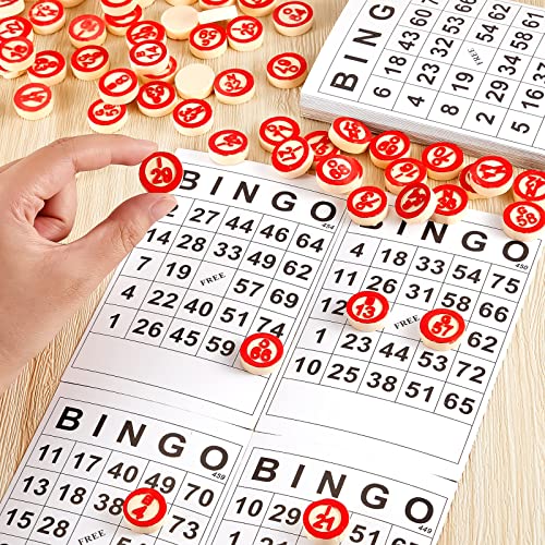 Lewtemi Vintage Wooden Bingo Board Game Set Includes Classic 40 Bingo Number Cards and 75 Chess for Family Large Parties Adults Holiday Activities - Image 3
