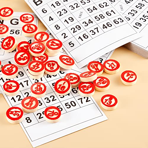 Lewtemi Vintage Wooden Bingo Board Game Set Includes Classic 40 Bingo Number Cards and 75 Chess for Family Large Parties Adults Holiday Activities - Image 4