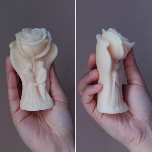 Japleed Lover Rose Candle Molds, Romantic Couple Holding Hands Flower Valentine's Day Silicone Molds for Candle Soap Wax Epoxy Resin, Fondant Chocolate Cake Dessert Molds Wedding Home Decor - Image 4