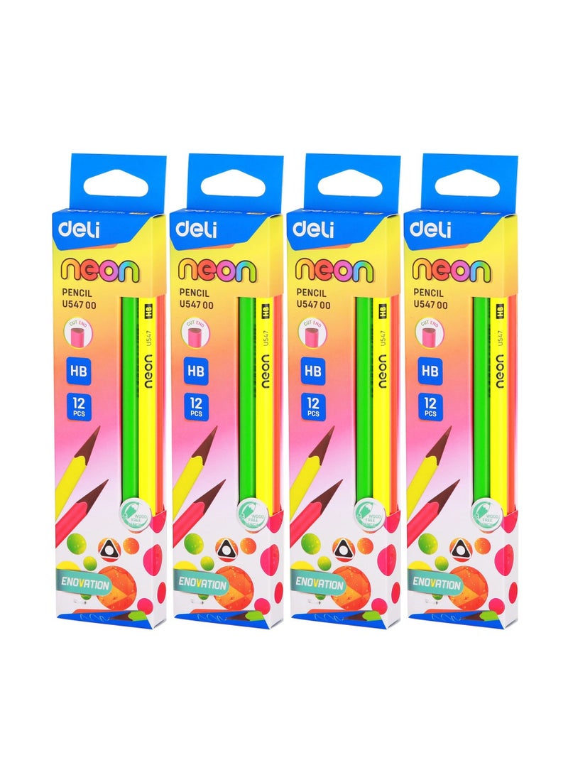 Deli 48 قلم رصاص جرافيت نيون - Image 1