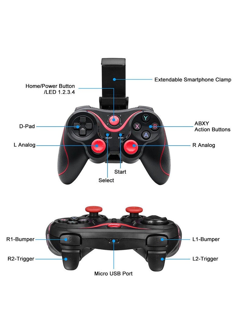 X3 Wireless Bluetooth Game Controller for Android/iOS Smartphones, Tablets, PC & Smart TV Box - Universal Gaming Gamepad with Phone Holder for Mobile Gaming - Image 5