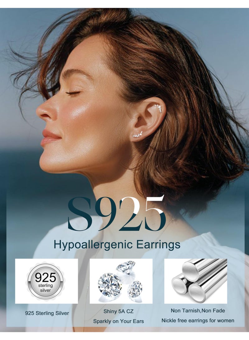 Flat Back Cartilage Earrings – 925 Sterling Silver Stud, 20G Hypoallergenic for Sensitive Ears, 6 mm Post, Silver - Image 3