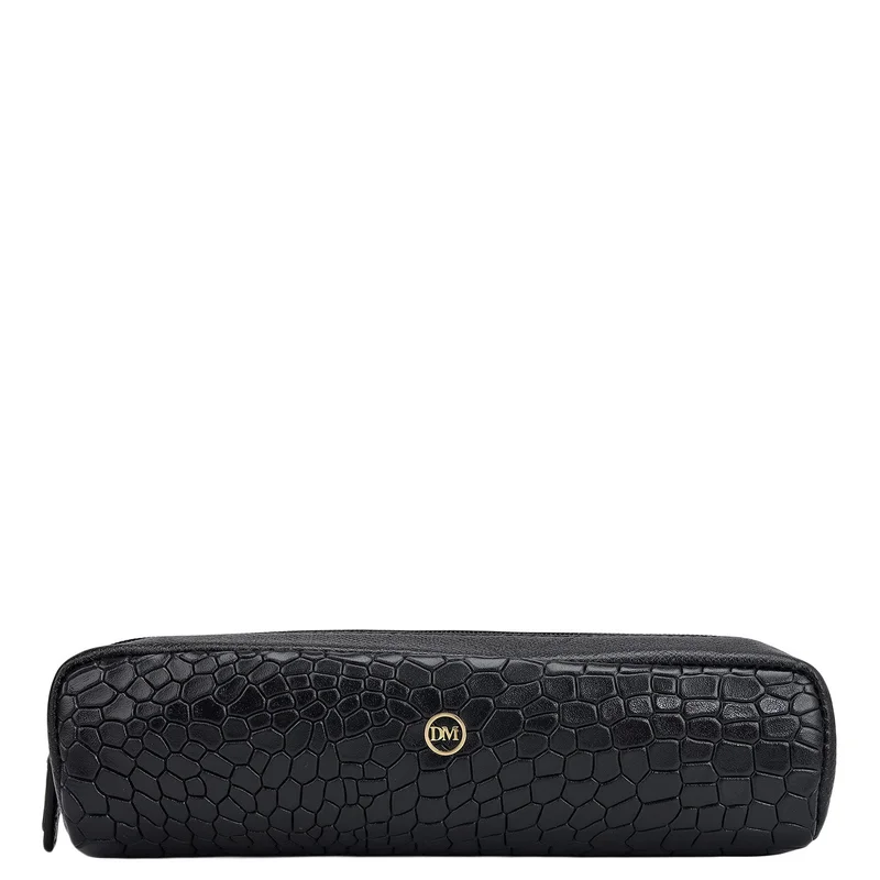 Croco Franzy Leather Multi Pouch - Black