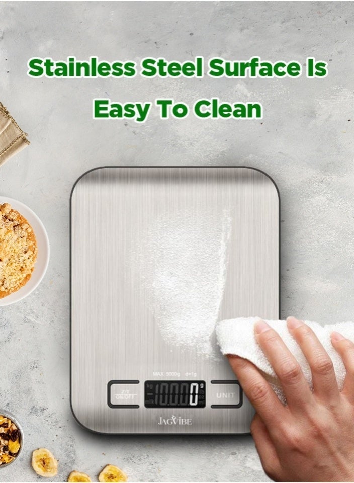 JAGViBE Kitchen Scale for Food, Smart Nutrition Calculator, High Precision, Digital Scale Grams and Ounces for Keto, Bariatric, Baking, Cooking, Meal Prep, Portable, Auto-Off, LCD Display, Essentials - Image 5