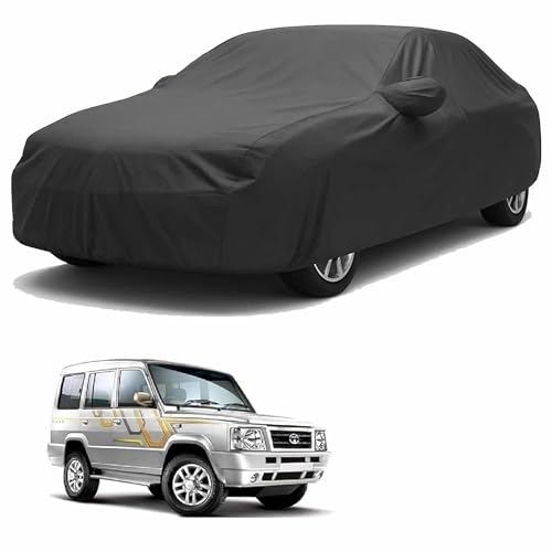 Sulfar 100% Water Resistant Car Body Cover Compatible with Mirror for Tata Victa (Triple Stitched, Full Bottom Elastic, Dark Grey) - Image 1