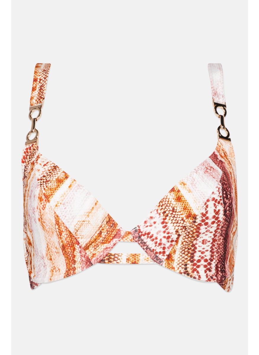 Figleaves Women Non Padded Underwear Snake Print Bikini Top, Brown Combo  - Image 1