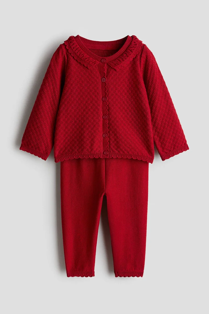 اتش اند ام طقم محبوك من القطن - عبوة من قطعتين