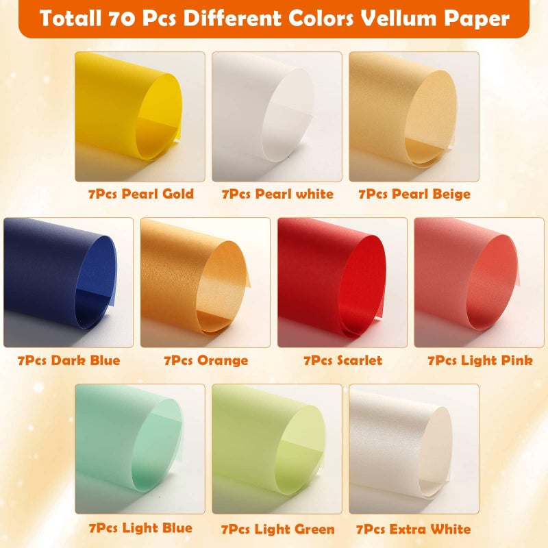 cridoz 70 Pcs Colored Vellum Translucent Paper 8.5 x 11 inches Tracing Vellum Paper for Greeting Card Invitation Overlays, Sketching Crafting Scrapbooking, Journaling, Lanterns Making - Image 5