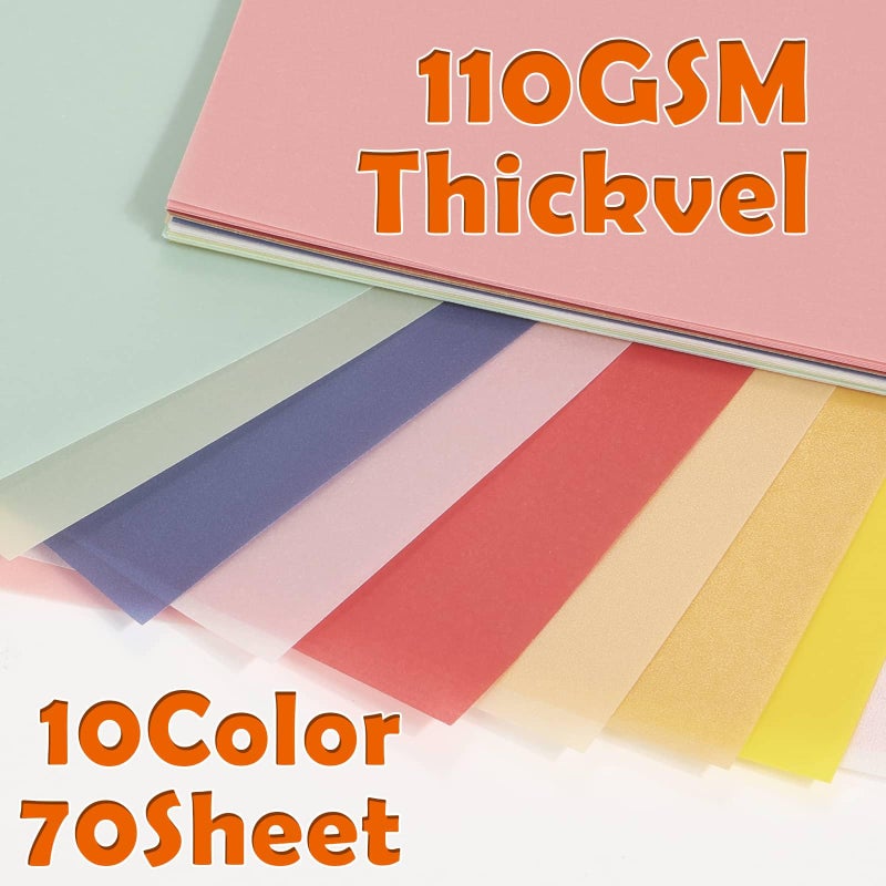 cridoz 70 Pcs Colored Vellum Translucent Paper 8.5 x 11 inches Tracing Vellum Paper for Greeting Card Invitation Overlays, Sketching Crafting Scrapbooking, Journaling, Lanterns Making - Image 4
