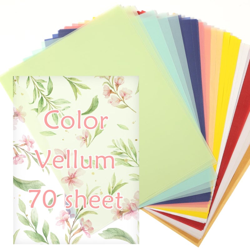 cridoz 70 Pcs Colored Vellum Translucent Paper 8.5 x 11 inches Tracing Vellum Paper for Greeting Card Invitation Overlays, Sketching Crafting Scrapbooking, Journaling, Lanterns Making - Image 1