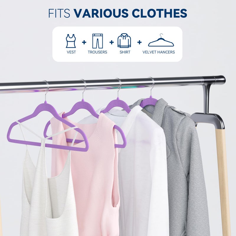 Whitmor Premium Velvet Hangers 60 Pack, Non Slip Clothes Felt Hanger Heavy Duty for Coat, Premium Slim Space Saving Suit Hangers for Closet Organizer, 360Â° Rotating Silver Hook - Image 3