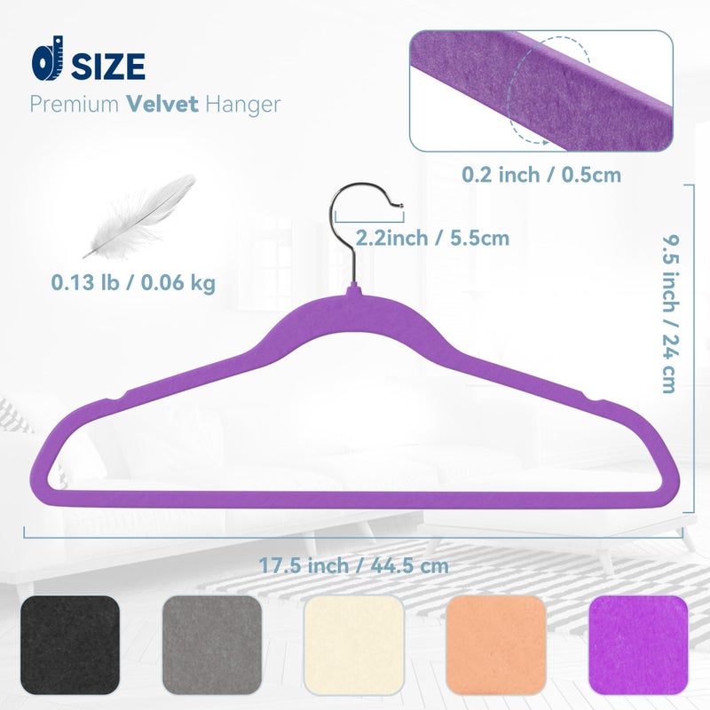 Whitmor Premium Velvet Hangers 60 Pack, Non Slip Clothes Felt Hanger Heavy Duty for Coat, Premium Slim Space Saving Suit Hangers for Closet Organizer, 360Â° Rotating Silver Hook - Image 2