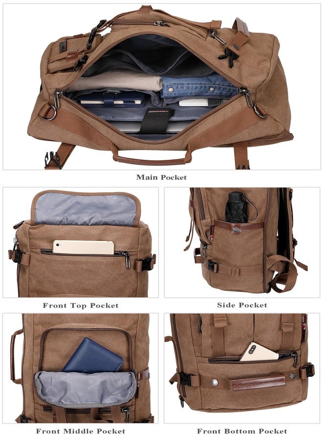 WITZMAN Canvas Backpack for Man Vintage Travel Backpack Large Laptop Backpack Convertible Shoulder Rucksack（A519-2 Brown） - Image 3