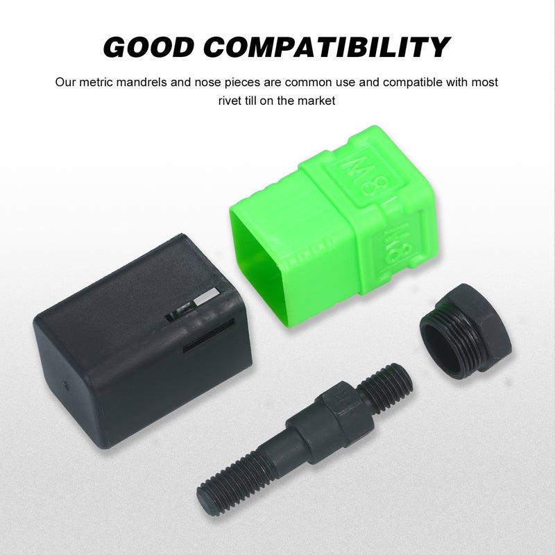 M8 Assorted Rivet Nut Mandrel and Nose Piece Riveter Tip Metric Replacement Riveter Part Threaded Mandrel For Hand Nut Rivet - Image 4