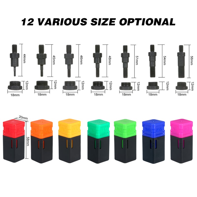 M8 Assorted Rivet Nut Mandrel and Nose Piece Riveter Tip Metric Replacement Riveter Part Threaded Mandrel For Hand Nut Rivet - Image 5