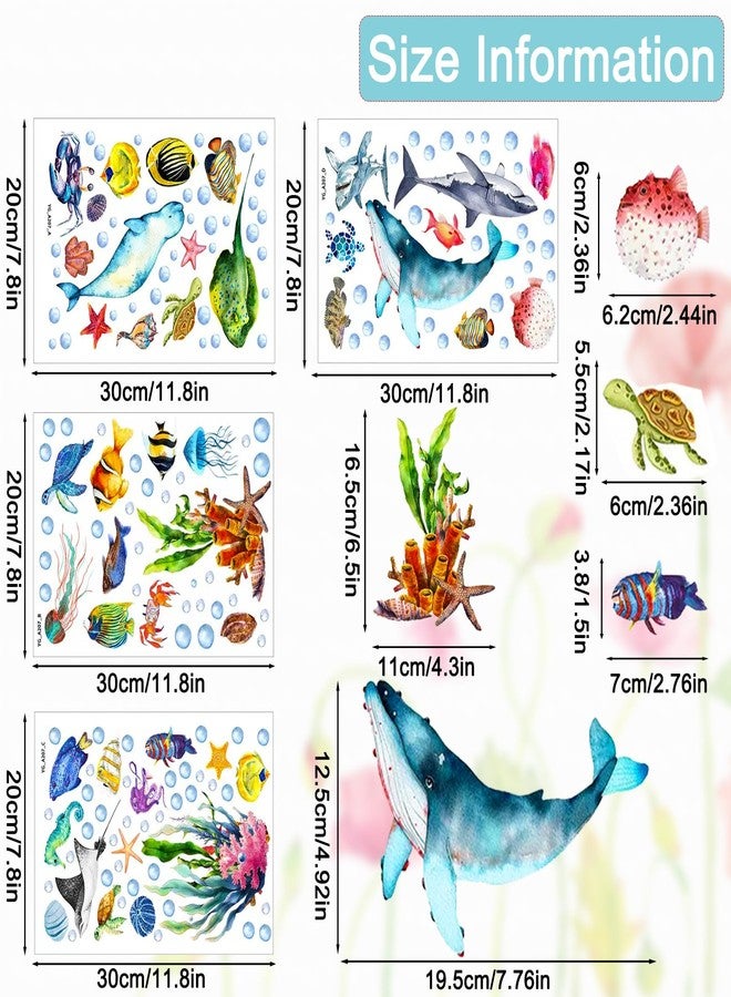 EMPCYDIA Glow in The Dark Ocean Wall Decals, 4 Sheets Underwater Sea Animal Stickers (Dolphin, Turtle, Jellyfish), Self-Adhesive Kids Bedroom Decor for Boys & Girls, Blue Glow Nursery Wall Art (7.8x11.8in) - Image 4