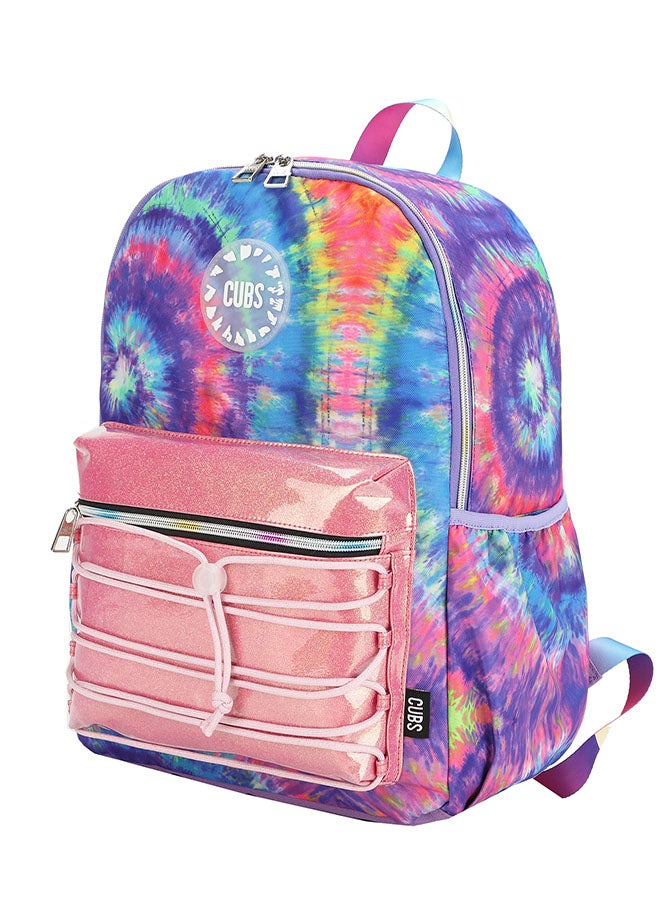 CUBS Tie Dyed Waterproof Kids 28L Backpack with zip closure Ideal for 8-15 years age group, Compatible with 15" Laptop - Image 2