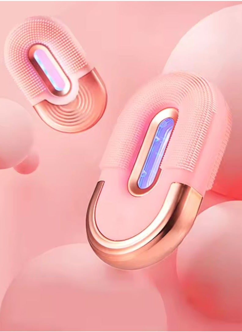 Prime - Mini Portable Waterproof Face Brush With LED Therapy and Sonic Vibration At 3 Speed Mode 2 Brush Heads Massage Brush Silicone Facial Cleanser Brush - Image 1