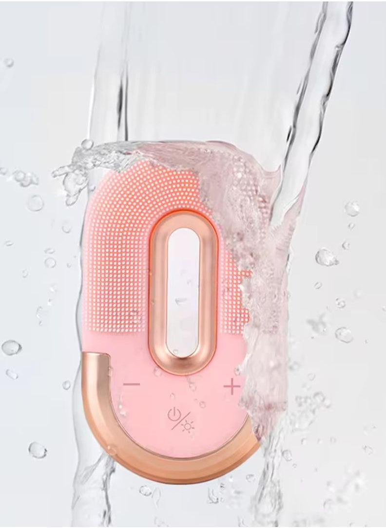 Prime - Mini Portable Waterproof Face Brush With LED Therapy and Sonic Vibration At 3 Speed Mode 2 Brush Heads Massage Brush Silicone Facial Cleanser Brush - Image 1
