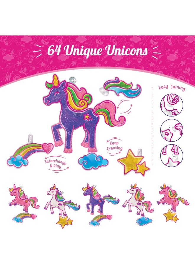 إيماجيميك لوحة فنية على شكل وحيد القرن للنافذة | ألعاب للبنات من عمر 5 إلى 10 سنوات | مجموعة رسم وتزيين زجاجي مكونة من 16 قطعة | مجموعة فنية وحرفية إبداعية للبنات من عمر 6 إلى 8 سنوات | هدايا وحيد القرن - Image 3