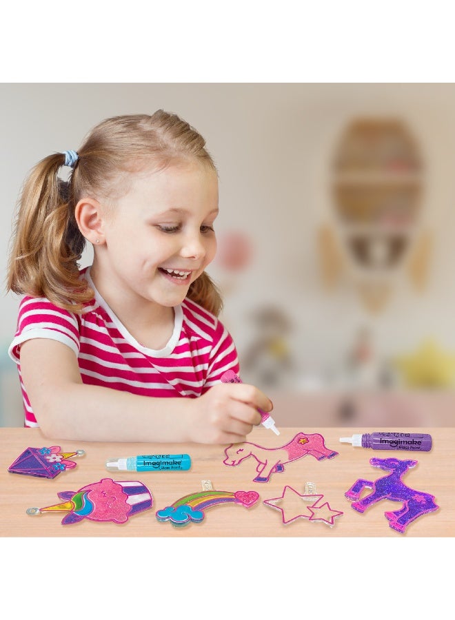 إيماجيميك لوحة فنية على شكل وحيد القرن للنافذة | ألعاب للبنات من عمر 5 إلى 10 سنوات | مجموعة رسم وتزيين زجاجي مكونة من 16 قطعة | مجموعة فنية وحرفية إبداعية للبنات من عمر 6 إلى 8 سنوات | هدايا وحيد القرن - Image 2