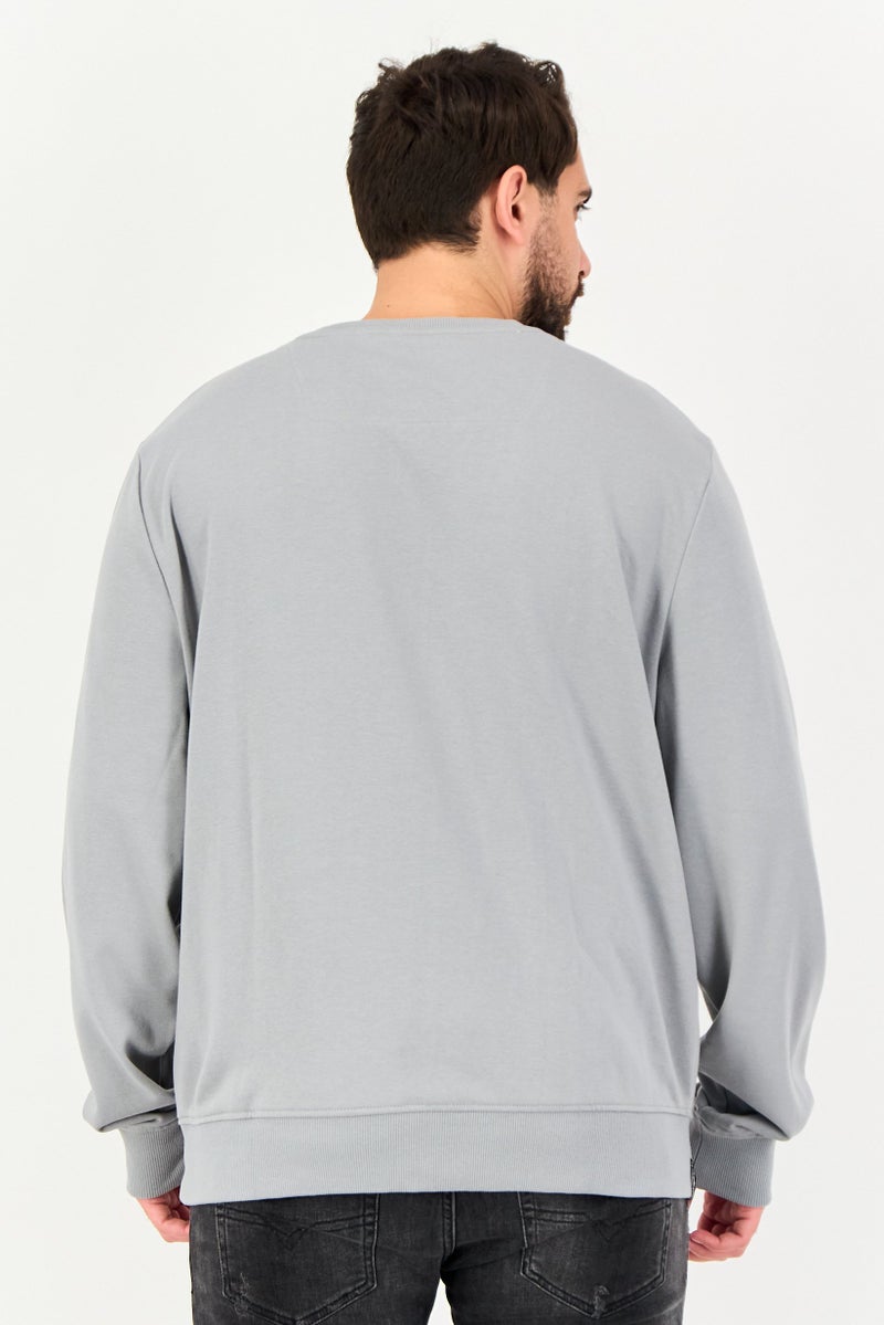 Threadbare Men Crew Neck Long Sleeve Plain Sweatshirt, Grey - Image 3