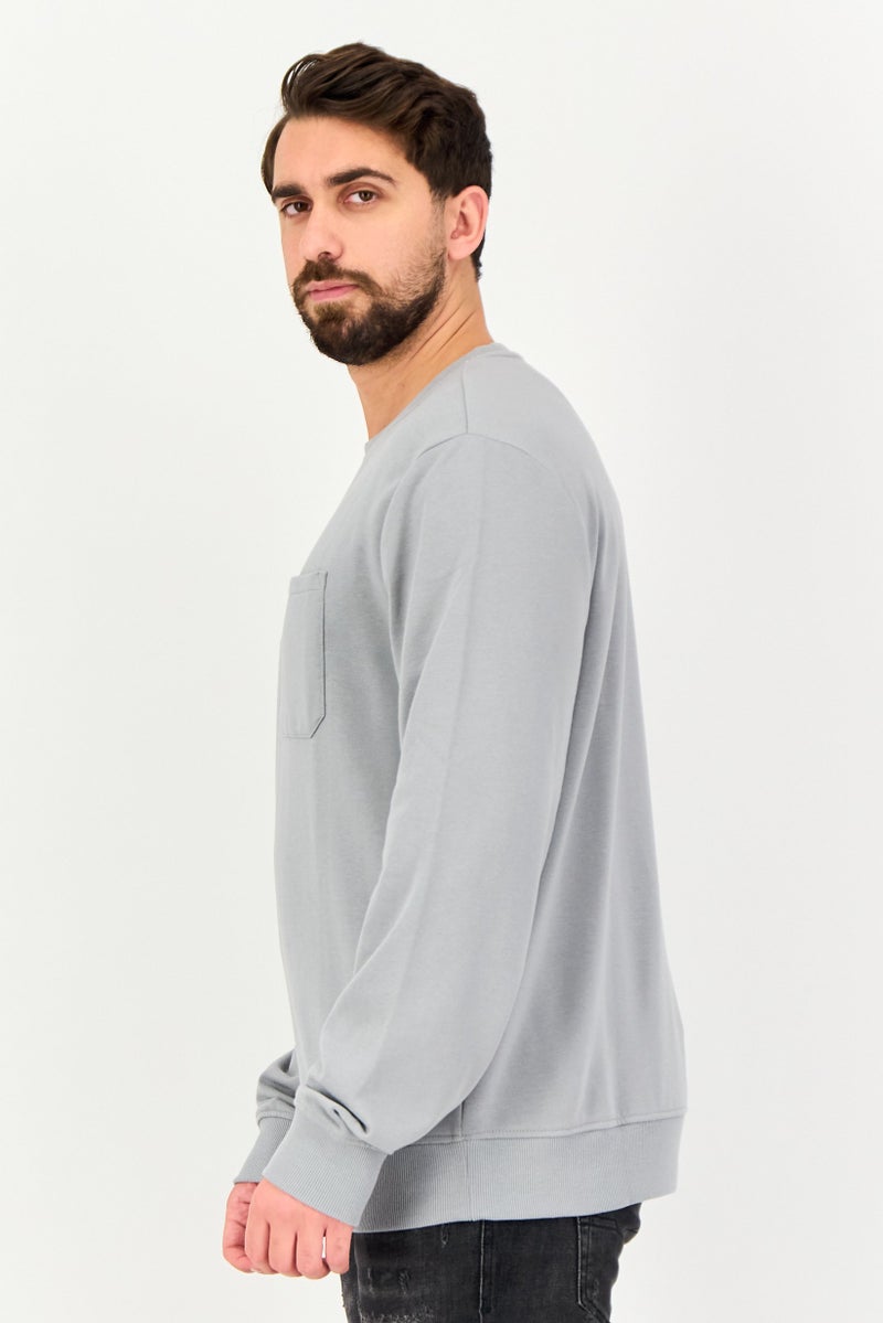Threadbare Men Crew Neck Long Sleeve Plain Sweatshirt, Grey - Image 2