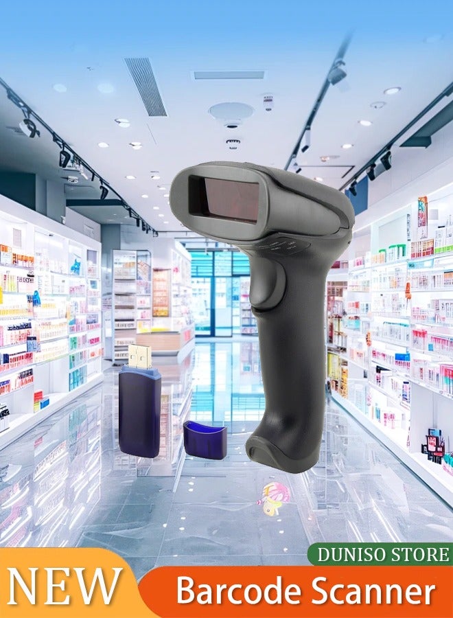 Barcode Scanner Wireless Handhold Barcode Reader QR Code Scanner USB Bar Code Scanner for Shop use Store,Supermarket, Warehouse - Image 1