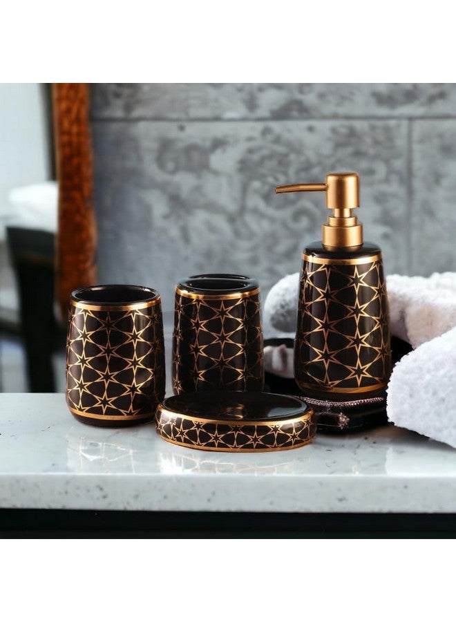 Whizzo® Ceramic Star Luxury Bathroom Accessories Set Ceramic - 4 Pieces Multicolor Bathroom Accessories Set Soap Dispenser, Toothbrush Holder, Tumbler, Soap Dish, The Best Gifting Choice (Grey) - Image 2